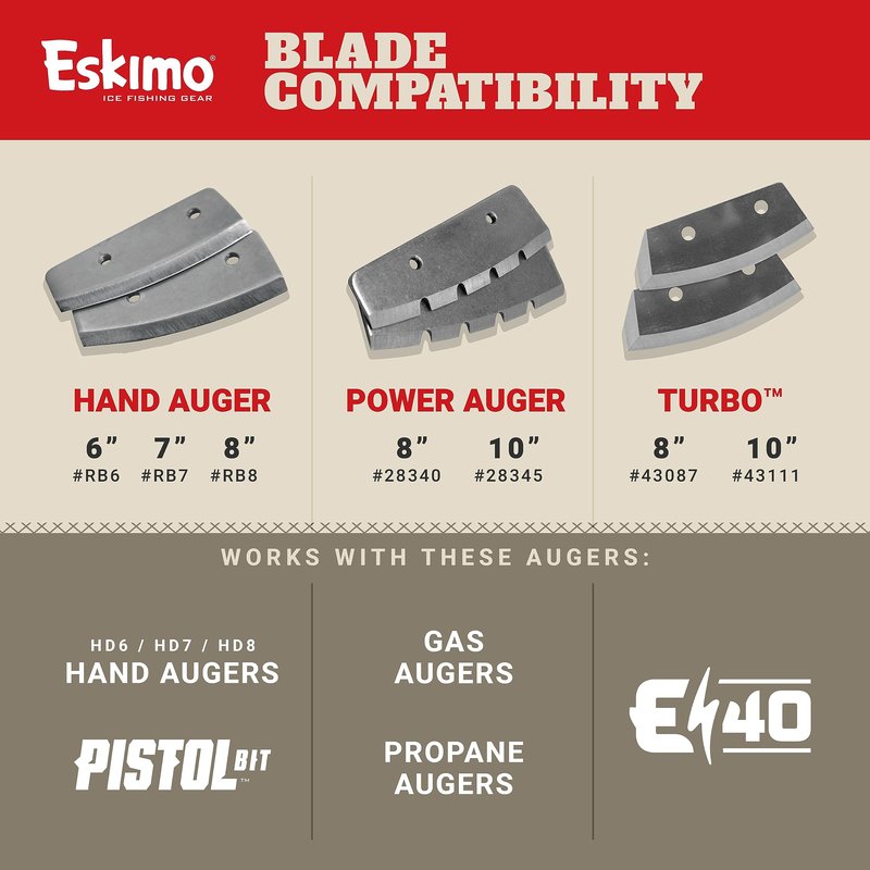 Eskimo® 43111 Turbo Blades, 10 Inch, Ice Augers, Stainless Steel