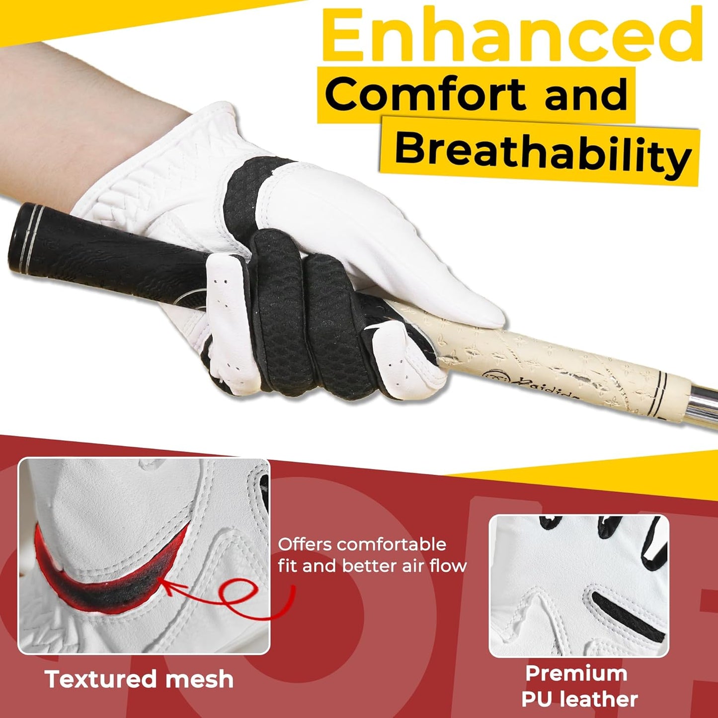 AIGEVTURE Golf Gloves - Premium Performance for Men & Women | Luxurious Palm Material for Superior Feel