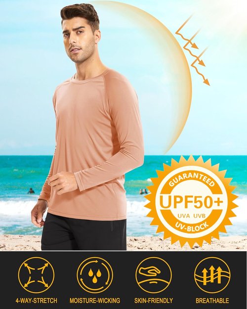 MAGCOMSEN Men's Athletic Long Sleeve Shirt - UPF 50+ UV Sun Protection for Hiking & Running