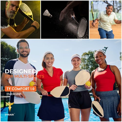TYRARI Ty Comfort 1.0 Overgrip 30 Pack (Black & White) - Designed for Comfort, Sweat Absorbing, Tacky, Durable Over Grip for Tennis, Pickleball, Badminton, Paddle, Squash and Other Racket Handles