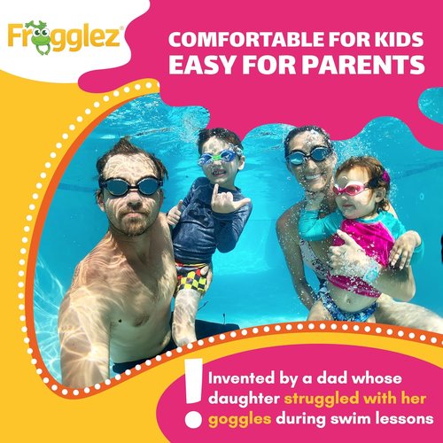 Frogglez Anti-Fog Swimming Goggles for Kids | Comfortable Pain-Free Strap for Ages 3-10