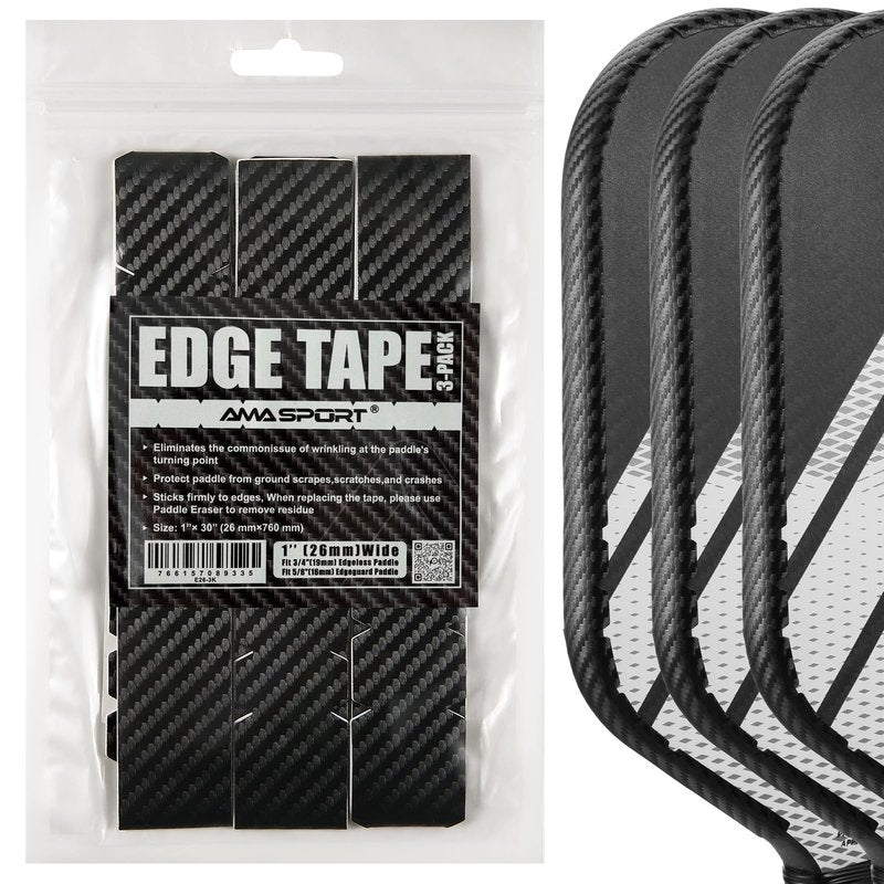 PICKLETECH Pickleball Edge Guard Tape - 3K PU Interwoven Texture - Paddle Head Edge Tape - Racket Edge Protection Tape -Fit Perfectly Curved Edge -No Wrinkling