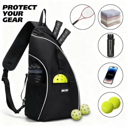 ZBEZBE Pickleball bag,pickleball backpack for man and women-Pickleball/Tennis/Badminton Rackets, Water Resistant with Adjustable Shoulder Bag and Fence Hook, Quick Release Clips