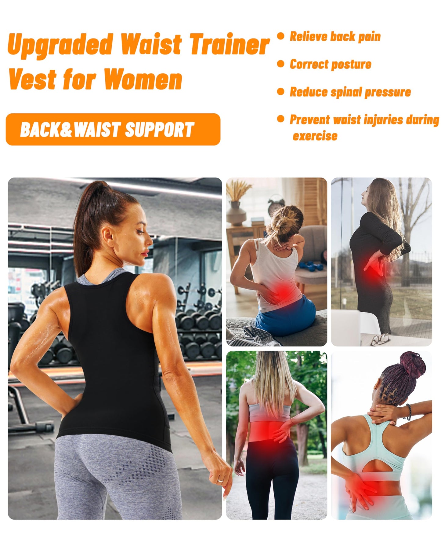LMCOB Sauna Vest for Women Sauna Waist Trainer Vest Workout Sweat Vest with Zipper Heat Trapping Sauna Suits(LYBH20023-01-XL)