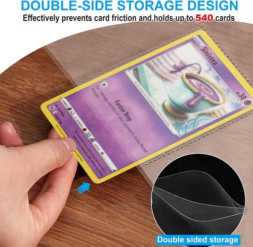 ABLY 540 Pockets Double-Sided Trading Card Sleeves - 9-Pocket Clear Protectors for Game Cards | Fits 3 Ring Binder (30 Pages)