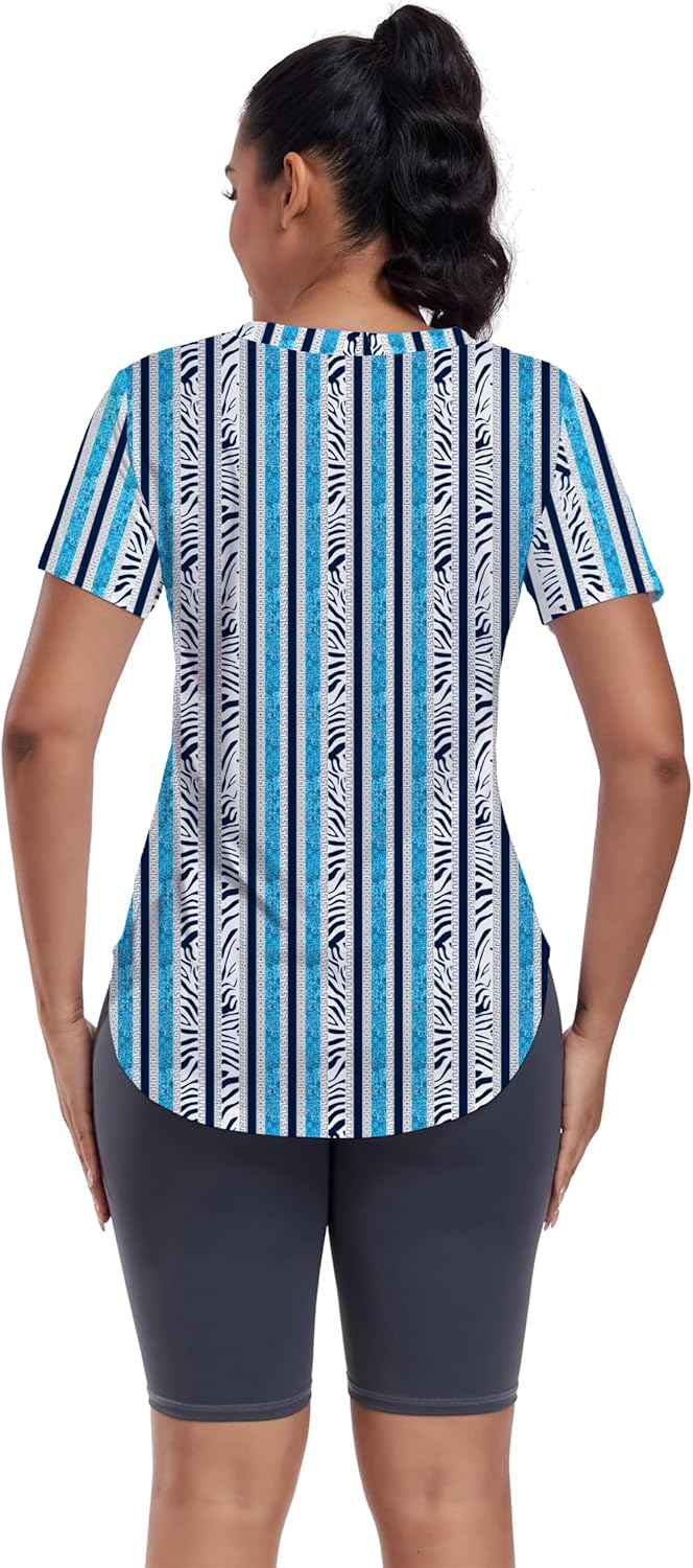 Skiennix Short Sleeve Workout Shirt for Women - Loose Fit V-Neck Dry Fit Yoga Top | Ideal for Gym & Exercise