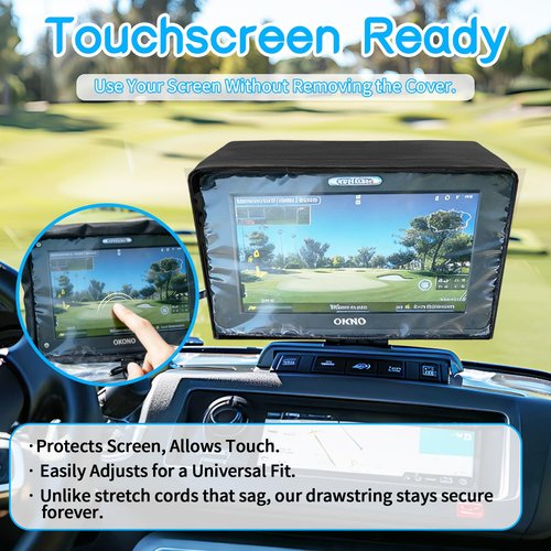 LIXOOMER Golf Cart Screen Cover for Convenient Touchscreen Use, Waterproof & Dustproof Oxford Fabric with Adjustable Drawstring, Fits Evolution & Denago Golf Carts