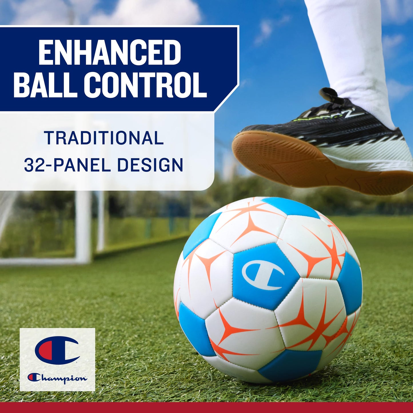 Champion Prodigy Soccer Ball (Size 3, White/Optic Pink/Evening Primrose) – Matte Finish, 32-Panel Design, Enhanced Control, PVC Cover & Butyl Bladder, for Indoor & Outdoor Training, Includes 6" Pump