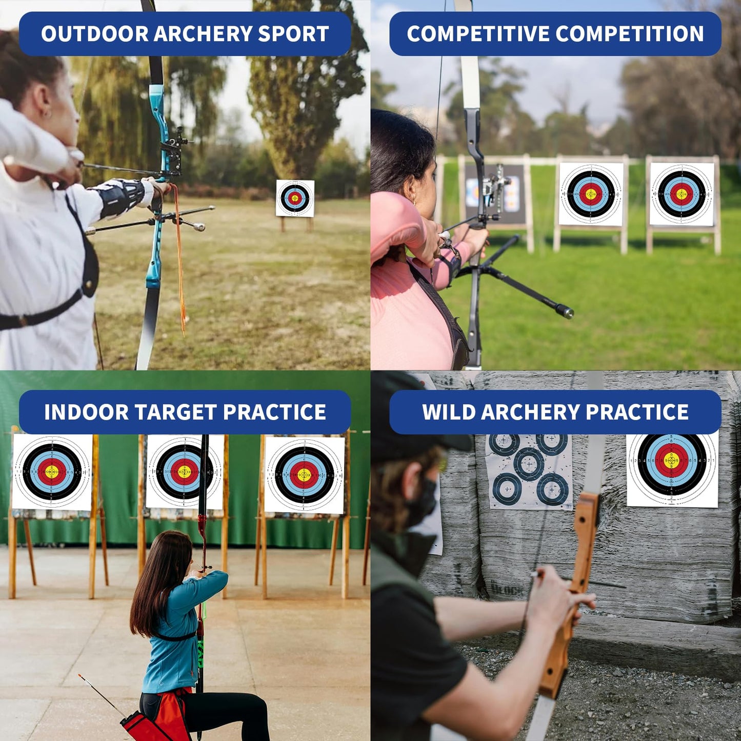 FENJANER Archery Targets Paper,16in/23.6In Standard Bow and Arrow Target Face with 10 Pcs Pin for Backyard Hunting & Target Practice (Standard Archery,10 Rings) (20 PCS 23.6X23.6In)
