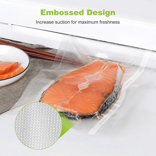 Bonsenkitchen Vacuum Sealer Bags - Heavy Duty BPA-Free Food Storage Rolls | 8" x 50' | Ideal for Sous Vide Cooking
