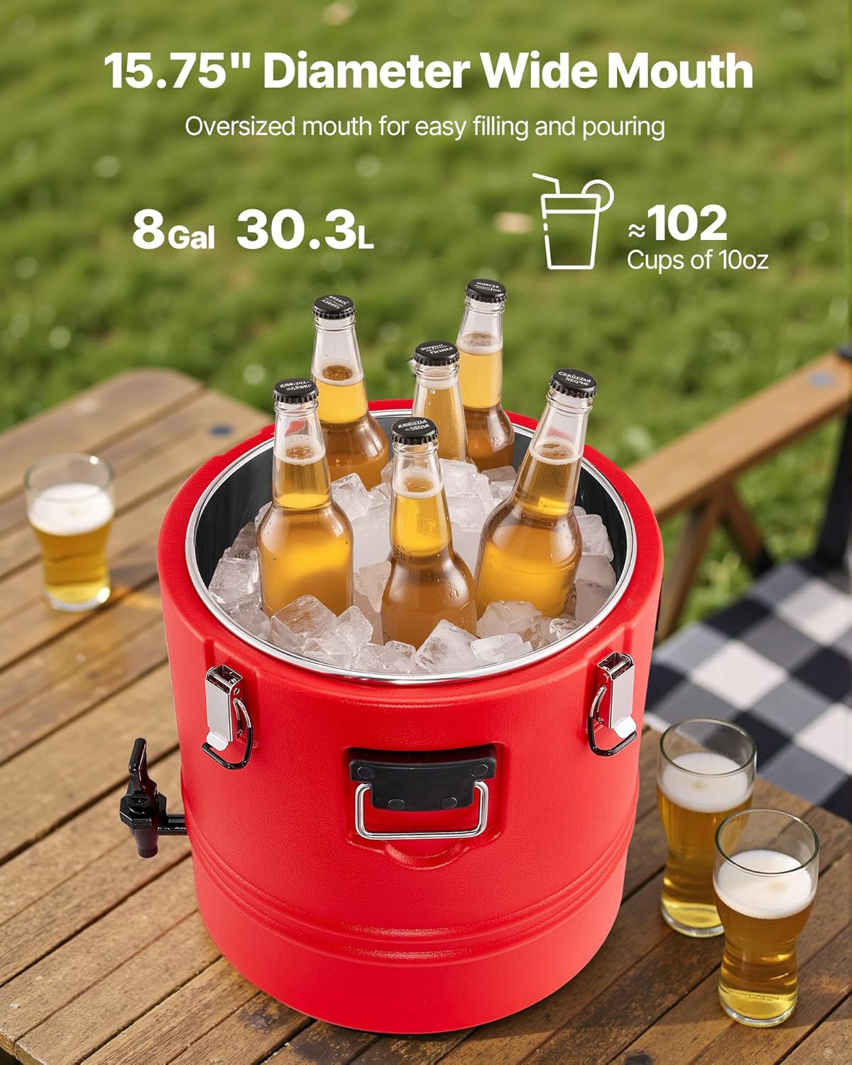 VEVOR Insulated Beverage Dispenser - 8 Gal Thermal Hot & Cold Drink Server with Spigot | Food-Grade 304 Stainless Steel Interior