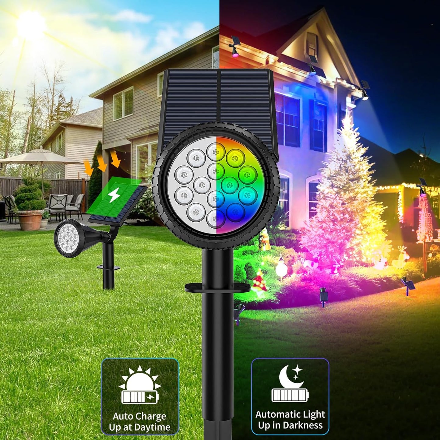 Solar Spot Lights Outdoor - 8 Pack Waterproof Adjustable Landscape Lights for Garden & Pathway