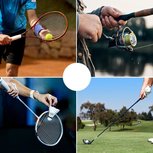 PATIKIL 43.3" Tennis Racket Grip Tape with Hole, 12 Pack PU Overgrip Stretchy Non-Slip Absorb Sweat for Badminton Fishing Rod, Yellow
