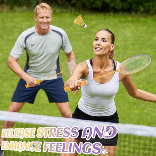 Badminton Rackets Set of 4 for Outdoor Backyard Games,Including 4 Rackets, 6 Nylon Shuttlecocks, 4 Replacement Grip Tapes and 1 Carrying Bag, Lightweight Badminton Racquets for Kids Adults Beginners