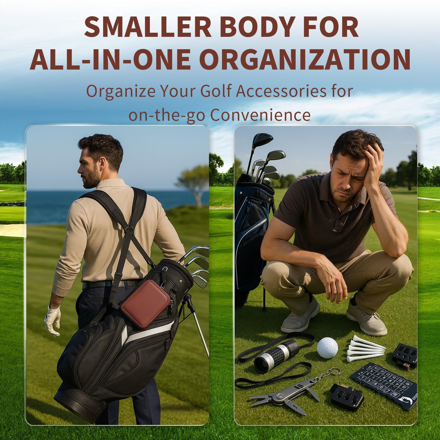 Golf Accessories Gifts for Men - Golfing Essentials Kit for Beginner Golfers with Balls Tees Golf Ball Clamp Rangefinder Scorer Cleaning Brush Multifunctional Divot Knife Gifts for Women Men