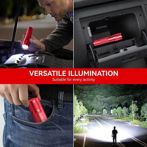 LETMY Tactical Flashlight - 2 Pack Bright Military Grade Flashlights High Lumens - Portable Handheld Flash Light, 5 Modes Zoomable Waterproof Flashlights for Home Emergency Camping- Red