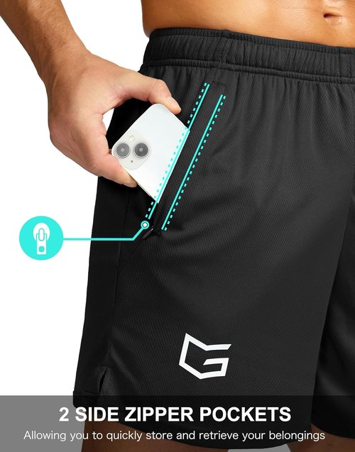 G Gradual Men's Quick-Dry Workout Running Shorts - Lightweight Gym Shorts with Zip Pockets | 5"/7"/9" Sizes