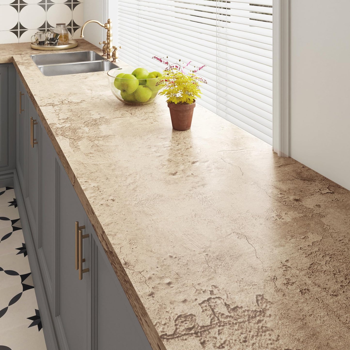 Livelynine Tan Concrete Wallpaper Peel and Stick Beige Tones Limewash Accent Wall Paper for Bedroom Bathroom Apartment Friendly Removable Cement Concrete Contact Paper for Walls Countertops 15.8x78.8"