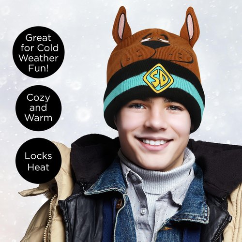 Warner Bros Scooby Doo Knit Warm Beanie hat for Kids and Adults, Winter Hats for Men, Women, Teens, Girls and Boys, Cuffed Beanies