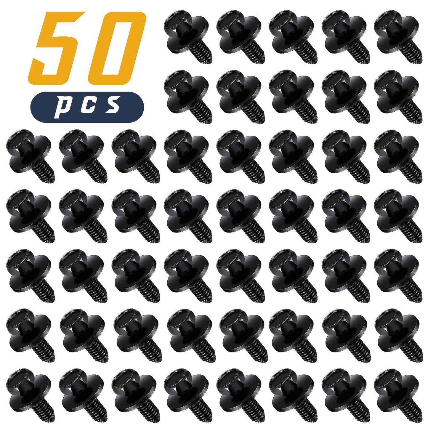 Yaocom 50 Pcs 5/16"-18 x 7/8" Indented Hex Head Body Bolts, Metal Fasteners Automotive Body Screws for Trucks Fender Bolt for Car