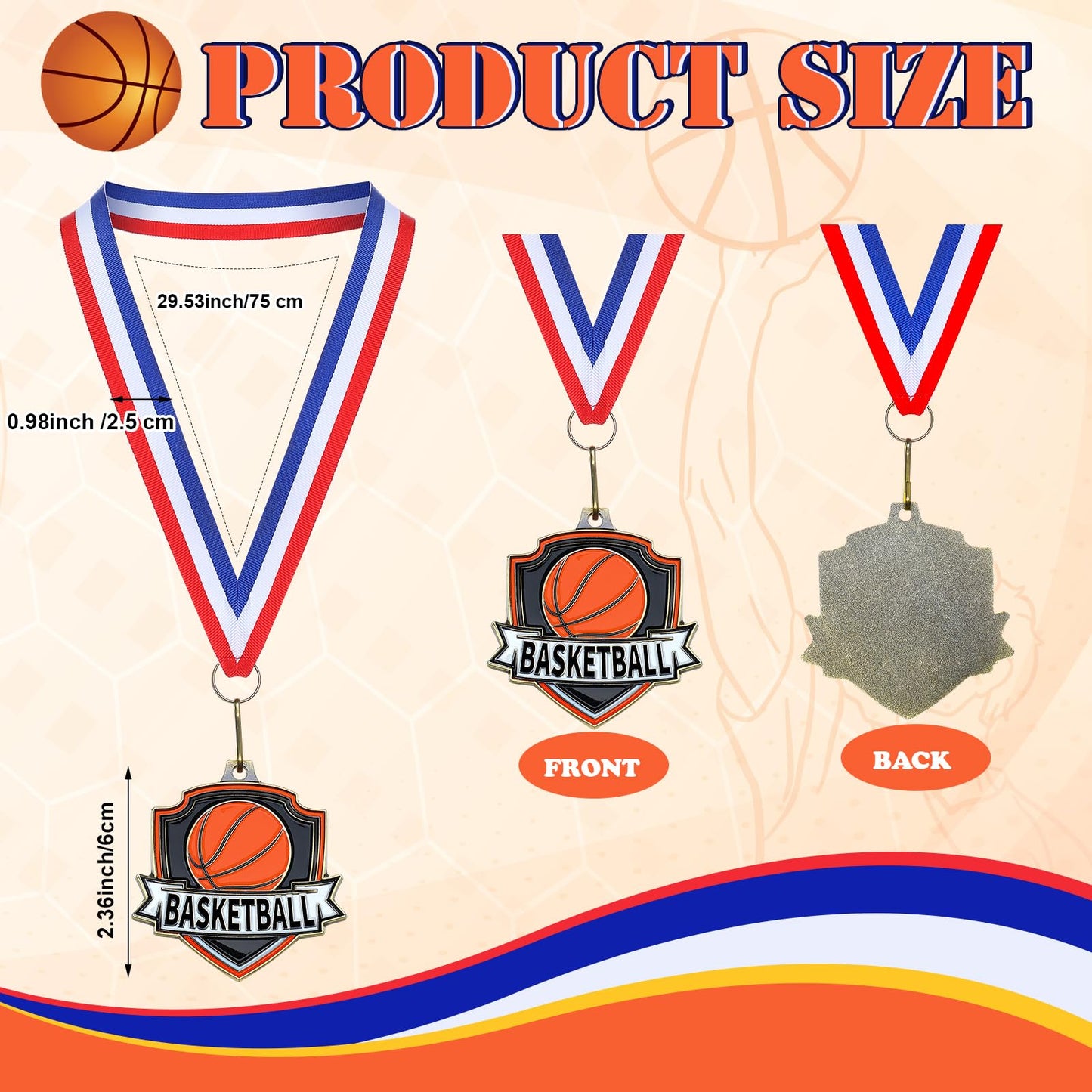 Trnayi 40 Pcs 10/20 /30/40 Pcs Award Medals Bulk Sports Medals with Neck Ribbons 2.4 Inch Winner Award Trophy Prize Gift for Sports Themed Party Favors Tournaments Match (Basketball)