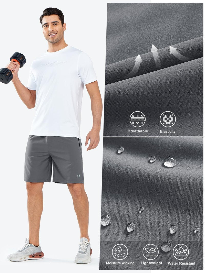 NORTHYARD Men's Athletic Running Shorts Quick Dry Workout Shorts Lightweight Sports Gym Basketball 7"/ 9"/ 5" Tennis Hiking Exercise SMOKEGREY-9 inches L