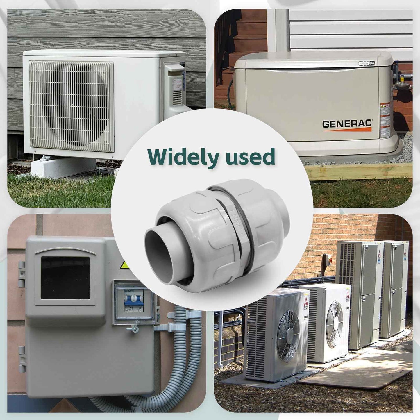 Wocloer 3/4 inch Liquid-Tight Connector,PVC Flexible Conduit Double-Ended Connector,Straight 180 Degree,Two-Way Conduit Connector,Electrical Conduit Fittings(5 Pcs)