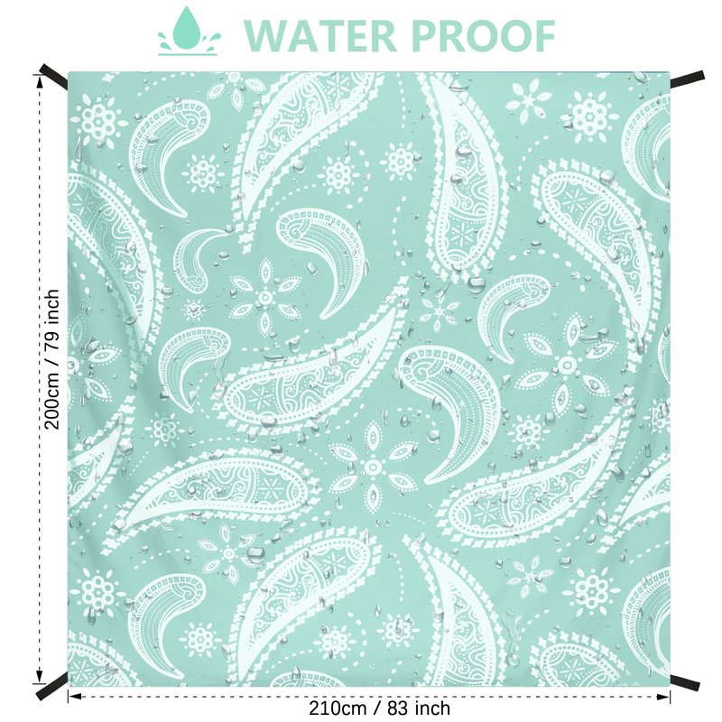 WIWIGO Beach Blanket Sandproof Extra Large Beach Mat Adults Waterproof Quick Drying Sand Free Mat with 4 Stakes & 4 Corner Pockets for Outdoor Travel Camping Hiking White 79" X 83"