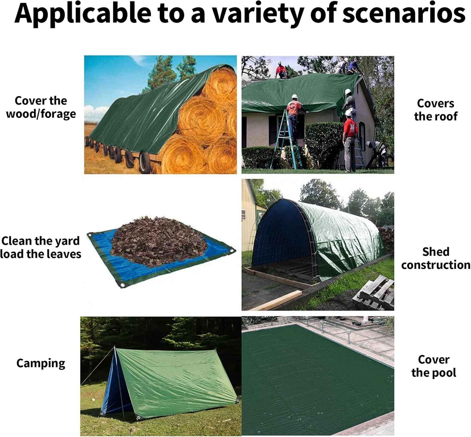 20x30 Feet Waterproof Green Tarp - Heavy-Duty Multipurpose Cover for Outdoor Use