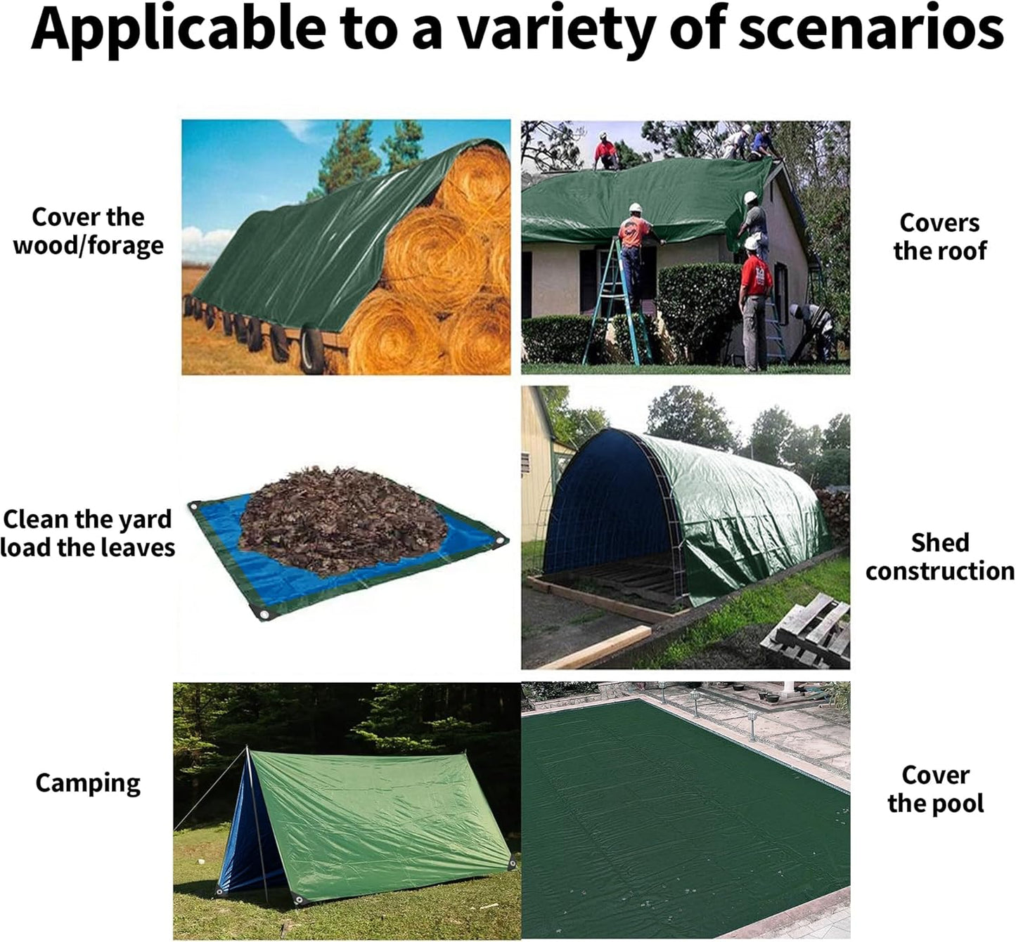 20x30 Feet Waterproof Green Tarp - Heavy-Duty Multipurpose Cover for Outdoor Use