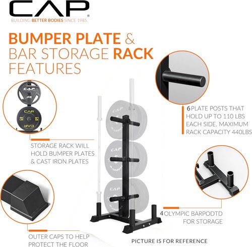CAP 2-Inch Olympic Bumper Plate Weight Set - 100-370 lbs | Multiple Colors Available | Optional Storage Rack