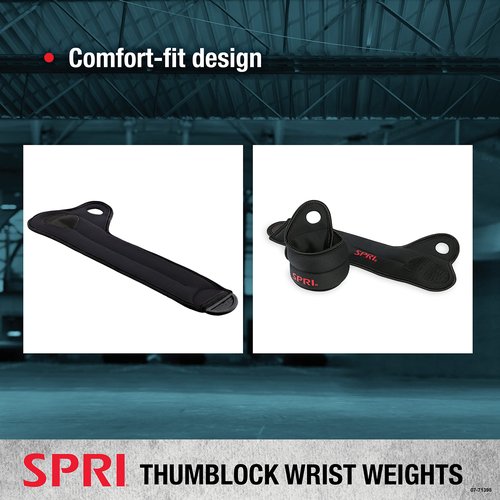 SPRI Thumblock Wrist Weights - Arm Weights Set for Women and Men - Upper Body Conditioning and Endurance Tool - for Home Gym and Fitness Classes - One Size Fits Most - 4lb Set (2lb Each)