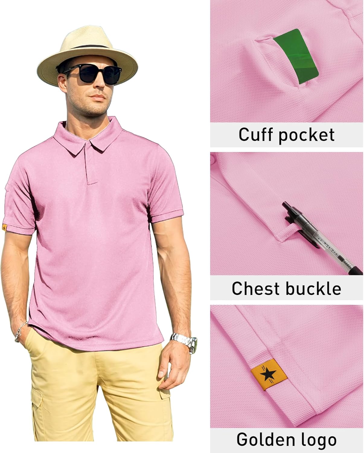 ZITY Men's Polo Shirt - Short Sleeve Tactical Golf T-Shirt | Stylish Casual Collared Design