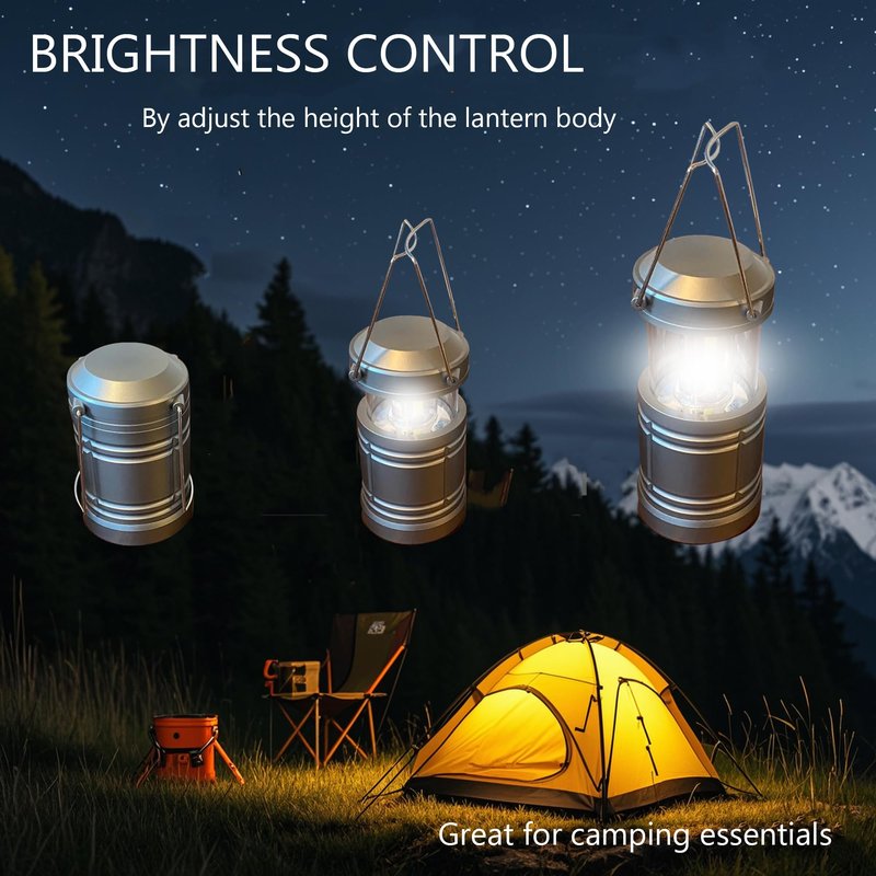ZYUNMALL 4 Pack Camping Lanterns, Battery Powered LED Lantern for Hurricanes, Power Outages, and Outdoor Use