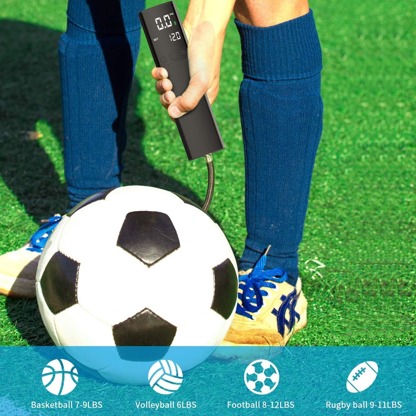 Electric Ball Pump for Sports Balls, Basketball Pump with Gauge and LCD