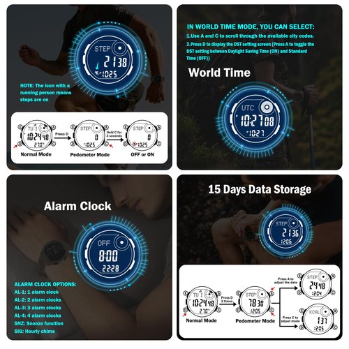 AVTREK Tactical Watch with Compass,50M Waterproof Pedometer, Digital Altimeter Watch for Outdoor Hiking/Climbing(Cafe)
