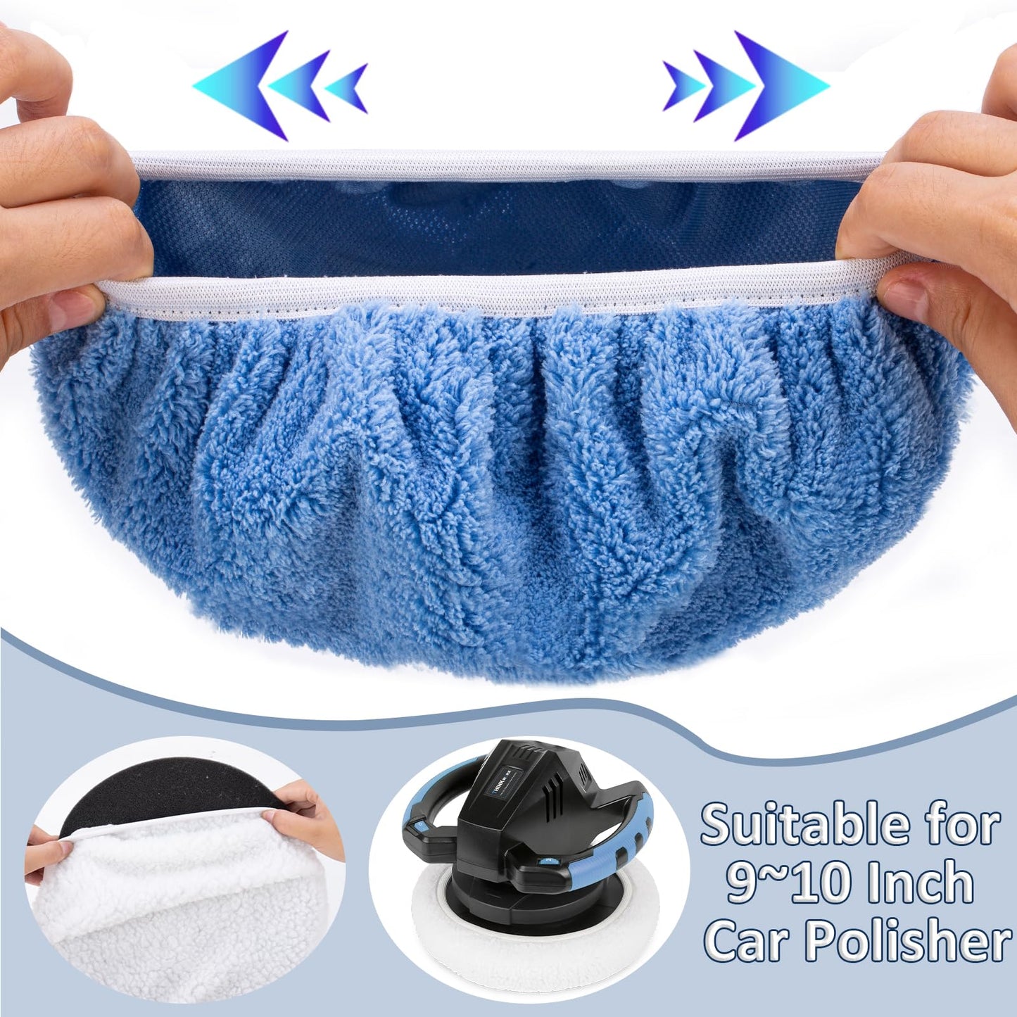 THINKWORK 6 Pcs Car Polishing Pad, Buffing Pad for 10 Inch Car Polisher, Microfiber Wax Applicator Pad for Car, Microfiber, Wool, Coral Fleece