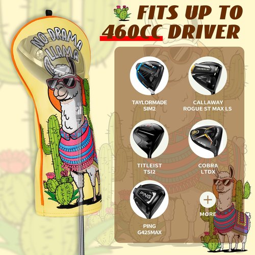 LZFAN Golf Club Head Cover Driver Headcover Fairway Wood Headcover Hybrid Club Head Covers Embroidered Leather (Alpaca)