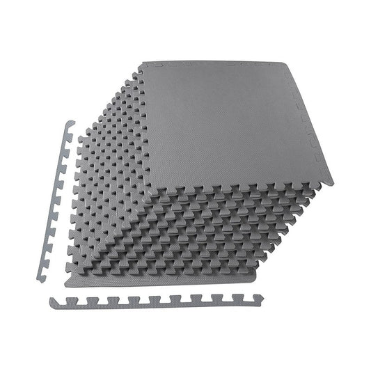 Elevon Puzzle Exercise Gym Flooring Mat, 1/2" Thick EVA Interlocking Foam Tiles Workout Mat for Home Gym, Fitness Equipment, MMA, Gymnastics, 12 Tiles Shock-Absorbing Exercise Mat, Grey (48 Sq Ft)