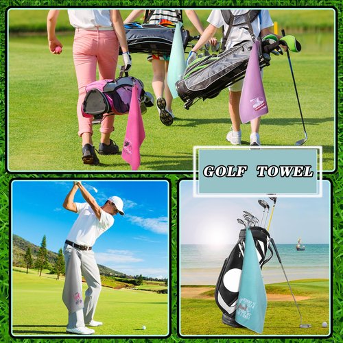 Hosuly 6 Pcs Embroidered Funny Golf Towel with Clip Golf Gifts for Girl Bag Accessories for Balls Women Mom Wife Girlfriend Club Fan Birthday Gift, 6 Colors