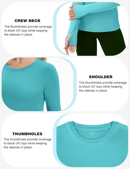 Isnowood Women's Long Sleeve Sun Protection Shirt - UPF 50+ UV Rash Guard for Outdoor Activities | Athletic Top