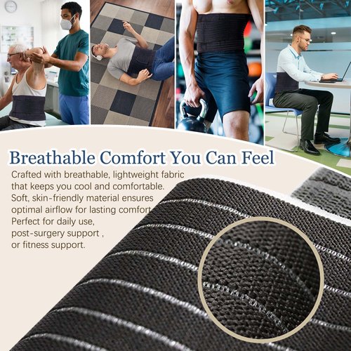 Men’s Abdominal Binder for Post Surgery Recovery – Adjustable Compression Support Belt for Hernia Repair, Abdominal Surgery & Core Stability