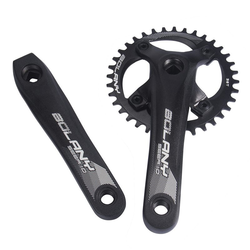 BOLANY MTB 170mm Square Taper Crankset 104BCD Narrow Wide Tooth Chainring with 32T/34T/36T /38T/40T/42T Mountain Bike Single Round Chainring and Crankset (36T)