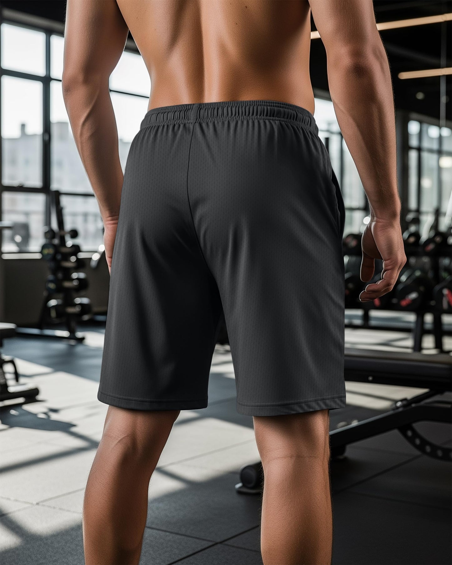 NY Threads Quick Dry Knit Men's Athletic Shorts Loose-Fit Running Gym Shorts for Men, Medium, Black/Navy/Dark Grey