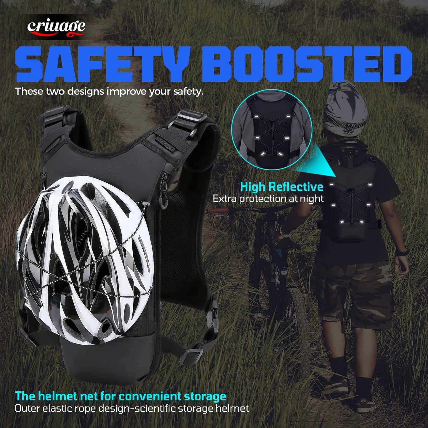 USA Original Patent Hydration Vest Backpack - Lightweight 2.0L Water Bladder Daypack for Hiking & Running
