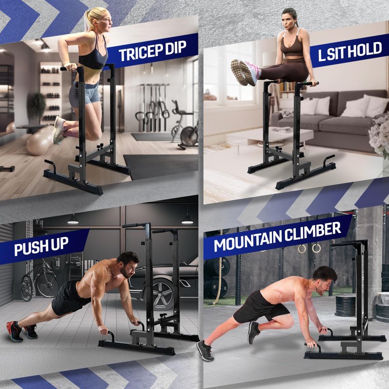 Yes4All Dip Stand 500 LBS Capacity, 80 Levels Adjustable Dip Bars, Dip Station Machine for Home Gym - Black