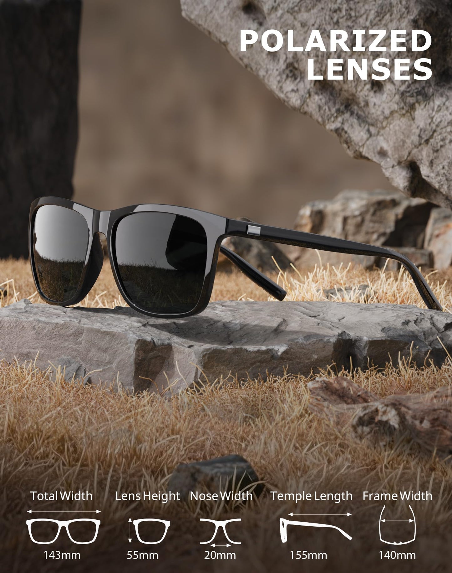 KALIYADI Mens-Sunglasses Polarized Sunglasses-Men Women: Classic Sun glasses with UV400 Protection for Driving Golf Fishing