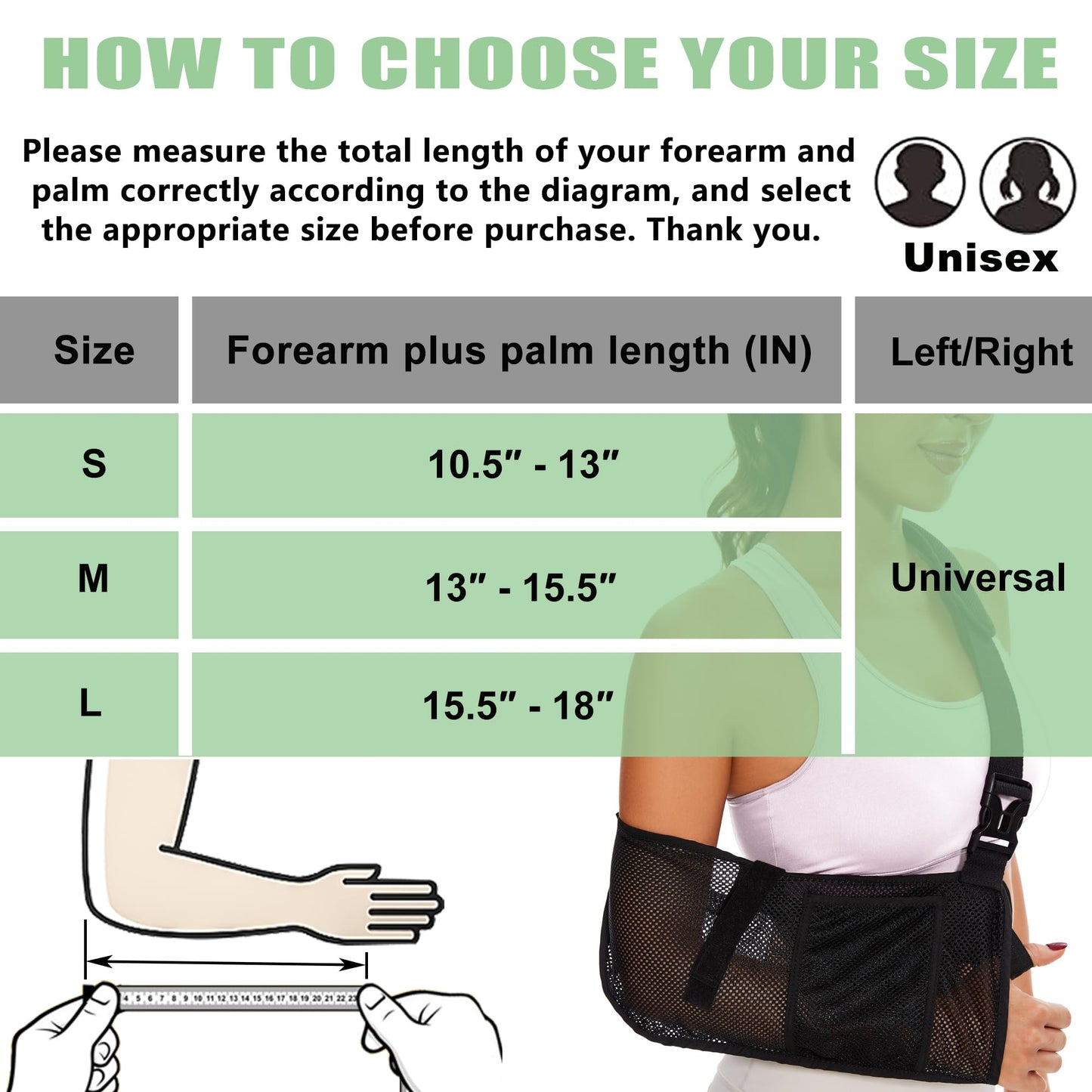 KONSEDIK Mesh Arm Sling - Medical Shoulder Sling for Shower - Adjustable Arm Brace,for Men Women Rotator Cuff Injury,Left Right Arm,Wrist, Elbow,Clavicle Fracture Post-Surgery(Medium)