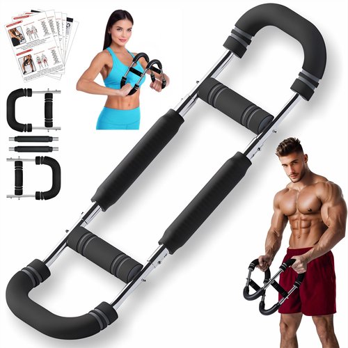 Rhewatin Twister Arm Trainer, Adjustable Resistance Chest Workout Equipment for Men Women, Forearm Biceps Tricep Chest Thigh Exerciser, Portable Spring Home Workout Bar, Medium (60-90lb)