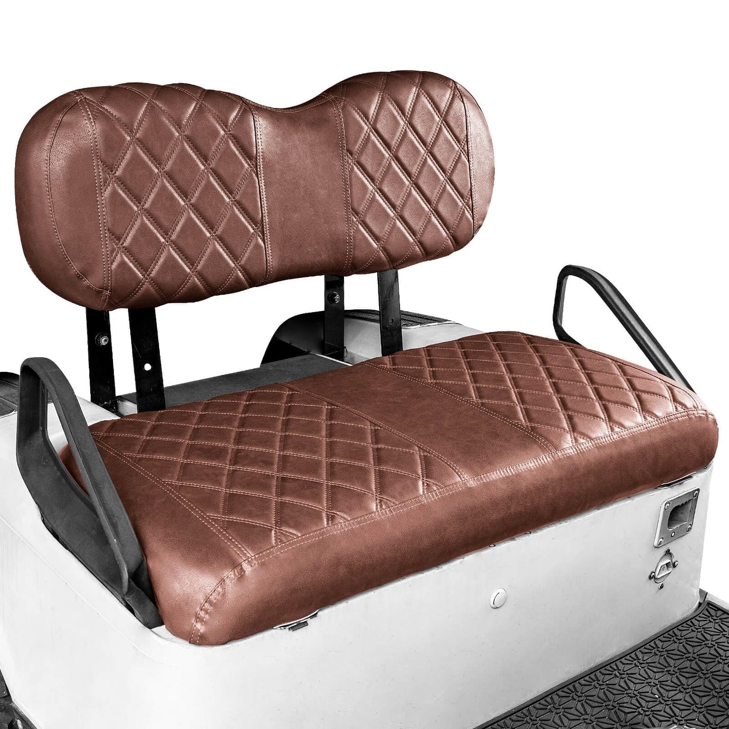 NOKINS Golf Cart Diamond Seat Covers Kit, Fit EZGO Freedom TXT T48 2014+ OEM Standard Front Seat Cushion, No Nails Required & Easy to Clean, Breathable Vinyl Seat Covers (Brown and Brown 8438)
